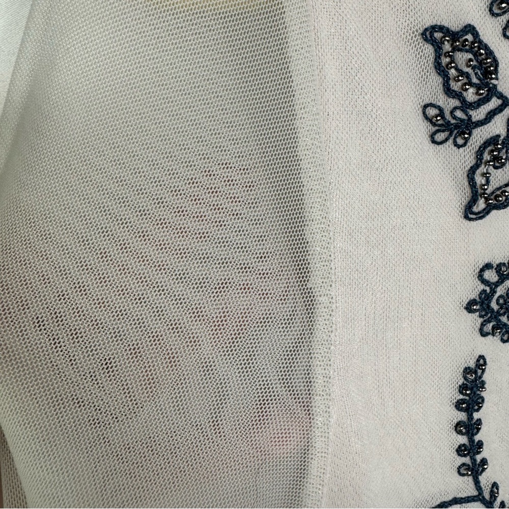 Sundance White Embroidered Blouse Sheer Arms, Beaded Boho Beautiful Top Small - Picture 6 of 10